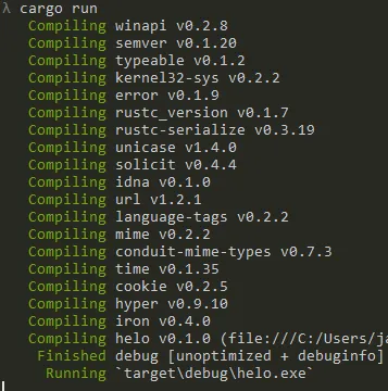 Terminal output